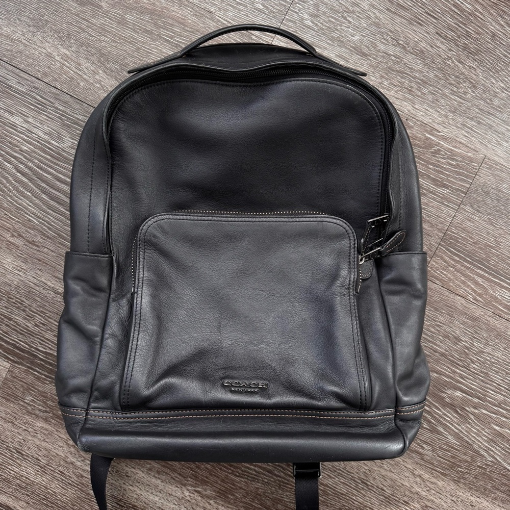 Coach Black Leather Backpack